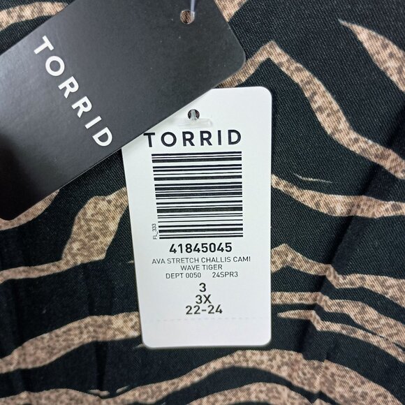 Torrid Womens Ava Stretch Challis Cami Wave Tiger Print Size 3X 22-24 - Picture 5 of 7